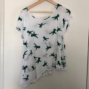 Anthropologie/Pieces asymmetrical hummingbird top
